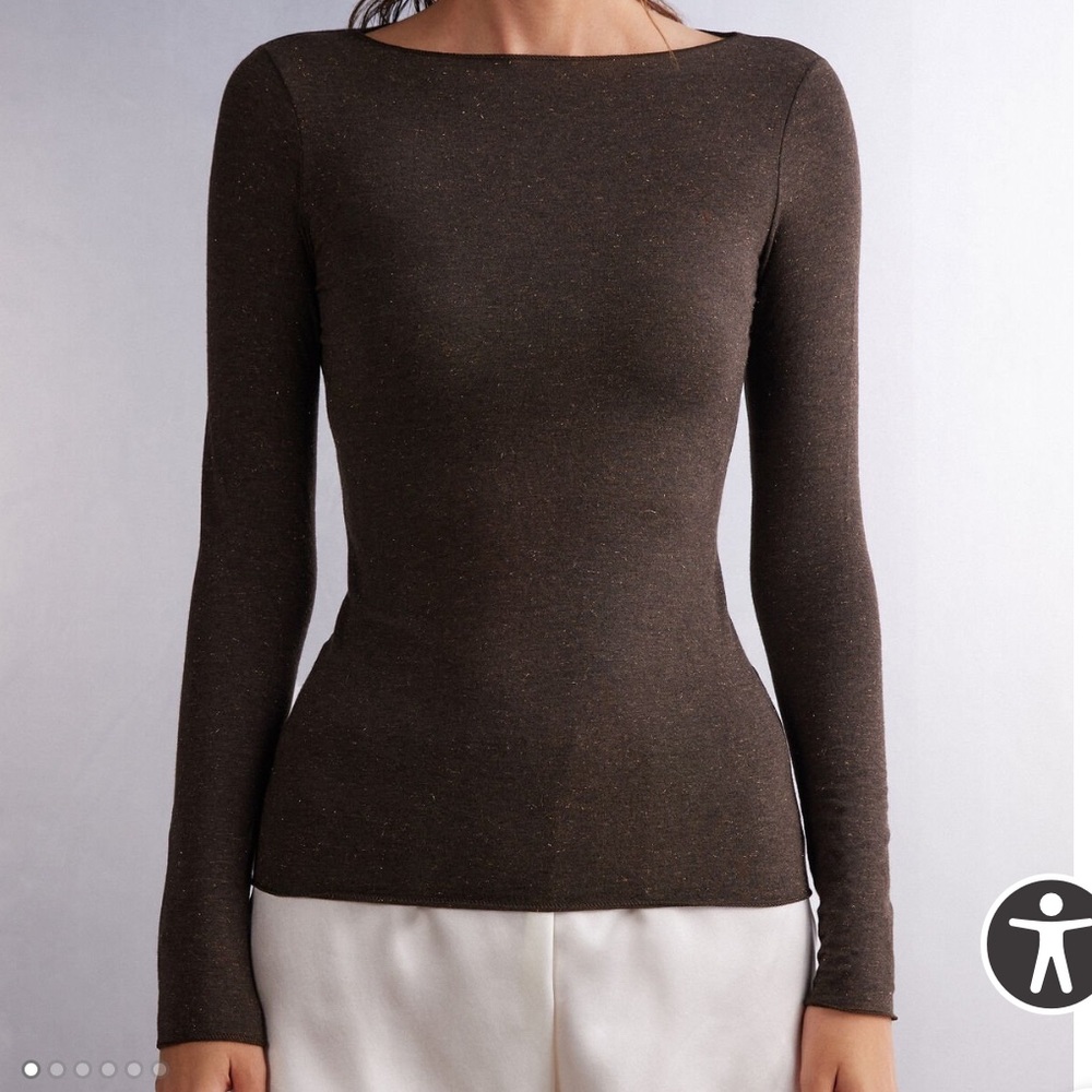 Crewneck Top in Modal Light with Cashmere Lamé